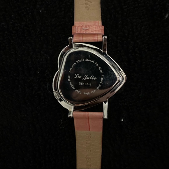 Vintage early 2000s La Jolie pink and silver rhinestone warped watch - Picture 3 of 6